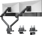 monTEK Dual Monitor Stand up to 35 inches Screen, Monitor Mount for 2 Monitors, Full Motion Adjustable Monitor Arm, VESA Mount with C-Clamp/Grommet Base, Holds 24.25lbs per Arm, Gray MA1010DG-D