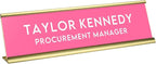 Custom Engraved Desk Plate | Personalized with your Name and Title | Perfect Decor for Office, Business, or Home | Multiple Font and Color Options | 2x8" or 2x10" (Pink w/White Letters, 2x8")