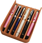 MIVLXLX Leather 6 Fountain Pen/Pencil Tray Case, Handmade, Magnetic Closure with Drawer Design, Gift Choice for Man/Woman/Office, 6 Slots（brown）