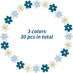 Decorative Push Pins,30pcs Flower Push Pins for Cork Board Blue Thumb Tacks Cute Push Pins Fun Thumb Tacks Decorative for Photo Wall, Feature Wall,Map, Bulletin Board, Office or Home