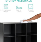 Best Choice Products 9-Cube Storage Organizer, 11in Shelf Opening, Bookcase, Display Shelf, Customizable w/ 3 Removable Back Panels - Black