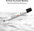Comix Black Dry Erase Markers, Chisel Tip Whiteboard Markers, 36 Bulk Black Colors Low Odor Markers for Classroom, Teachers, Office, School Supplies