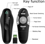 QUI Presentation Clicker Wireless Presenter Remote Clicker for PowerPoint Presentation Remote, PowerPoint Slide Advancer for Mac/Windows/Linux, Google Slide/PPT/Keynote, USB A, Black