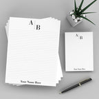 PrintPPS Personalized Monogram Notepads with your 2 Initials Diagonally - 4 Pack Gift Set of 8.5 x 11 @ 50 Sheets Per Pad - Optional Ruled Lines - Custom Stationery For To Do Checklists, and Gifts