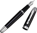 Webson Gill The Boss' Black Luxury Executive Fountain Pen, Polished Lacquer & Chrome, Medium Nib, Smudge Free No Bleed, Use Any Fountain Ink with Included Converter, Fits Cartridges (sold separately)