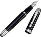 Webson Gill The Boss' Black Luxury Executive Fountain Pen, Polished Lacquer & Chrome, Medium Nib, Smudge Free No Bleed, Use Any Fountain Ink with Included Converter, Fits Cartridges (sold separately)