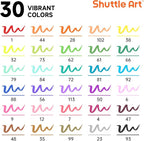 Shuttle Art Dual Tip Brush Marker Pens, 30 Colors Dual Tip Calligraphy Pens Fine and Brush Tip Markers Set, Water-based Ink Perfect for Kids Adult Artist Calligraphy Journal Doodling Writing