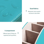 Remote Control Holders Organizer Box with 5 Compartment PU Leather Multi-functional Office Desk Storage Caddy Store Tv Remote for Media Player,Brush,Pencil,Glassees&Office Supplies (Lake Blue)