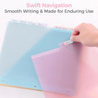 SKYDUE Pastel Binder Dividers with Tabs and Pockets - Soft Plastic Dividers for 3 Ring Binder, Includes 16 Blank Index Labels, for School & Office Organization, Pink