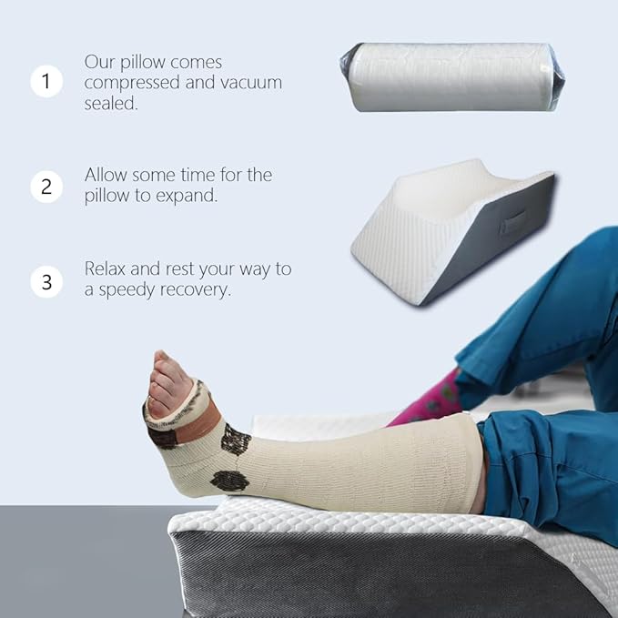 BlissfulNest Leg Elevation Pillow Leg Wedge Pillow for Legs/Knee/Ankle Post Surgery Leg Elevating Pillow for After Surgery Recovery Wider Longer Memory Foam Cooling Fabric