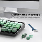 MOFII Wireless Keyboard and Mouse Combo, Full Size 2.4G Plug and Play Typewriter Retro Round Computer Keyboard and Mouse Set for Windows, Computer, Desktop, PC, Notebook - (Black Green Gradient)