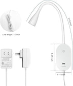 Wall Reading Light for Books in Bed, USB Output Headboard Wall Lamp,5 Dimmable Touch Control Reading Lamp,LED Warm Light Easy to Install 3000K