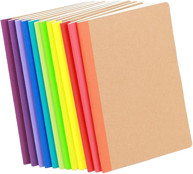 Wotion 12 Pack Kraft Notebooks, Journals in Bulk for Writing, Blank Paper Sketchbooks, 60 Pages Notebook, 8.3x5.5 Inch, A5 Size, Travel Journal Set, for Gifts, Students and Office Supplies