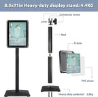 Sign Holder Stand, Heavy-Duty 8.5x11 Inch Aluminum Floor Stand for Posters & Signs | Includes PVC Plastic Sleeve & Weighted Base | Black Poster Display Stand