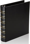 LETVPVOW Vintage Hardback 3 Ring Binder 1.5 Inch, Professional Leather Binder 3 Ring, Three Ring Binders Fits 8.5 x 11, D Ring Binders for Photo Album, Home, School and Office Supplies- Black