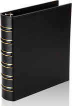 LETVPVOW Vintage Hardback 3 Ring Binder 1.5 Inch, Professional Leather Binder 3 Ring, Three Ring Binders Fits 8.5 x 11, D Ring Binders for Photo Album, Home, School and Office Supplies- Black