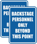 Portrait Round Backstage Personnel Only Beyond This Point Door or Wall Sign Easy Installation | Music | Concert | Festivals Sign (Blue) - Large (2 Pack)