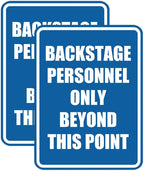Portrait Round Backstage Personnel Only Beyond This Point Door or Wall Sign Easy Installation | Music | Concert | Festivals Sign (Blue) - Large (2 Pack)