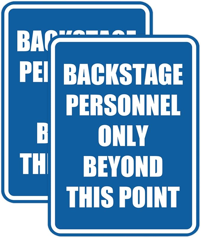 Portrait Round Backstage Personnel Only Beyond This Point Door or Wall Sign Easy Installation | Music | Concert | Festivals Sign (Blue) - Large (2 Pack)