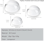 3pcs Clear K9 Crystal Dome Magnifier Glass Paperweights for Home Decor Reading Newspapers(2.3 inch,1.9 inch,1.5 inch)