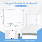 DOLLAR BOSS Large White Board 60 x 36 Inch Foldable Magnetic Whiteboard for Wall, Portable Double Sided Dry Erase Board, Aluminum Frame Message Board for School, Office, Classroom with Eraser, Markers
