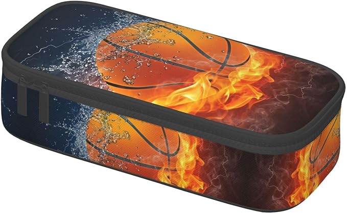 Cool Basketball Ball Pencil Case Big Capacity Storage Pencil Pouch Stationery Bags With Zipper Portable Pen Holder Box Organizer For Boys Girls Teens Student College School Office Supplies