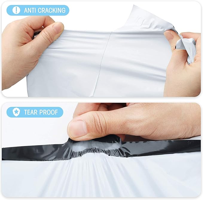 Fuxury 500pcs Poly Mailers 19x24 Inch,Self Adhesive Shipping Bags for Clothing,Waterproof Shipping Envelopes Mailers Poly Package Bags for Small Business,Flexible Mailing Bags White