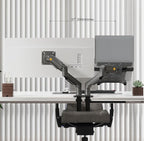 NB North Bayou Laptop Mount with Adjustable Tray for 10-17”Notebook, Full Motion Arm with VESA Plate for 17-30”Monitor,Clamp-on Grommet Mounting F160-FP (Black)
