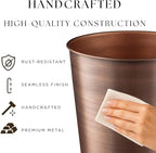 Monarch Abode Metal Bathroom Trash Can – Waste Basket for Bedroom, Office Desk, & Dorm, Handcrafted, Durable Decorative Antique Copper Small Trash Can Bathroom Garbage Bin Wastebasket