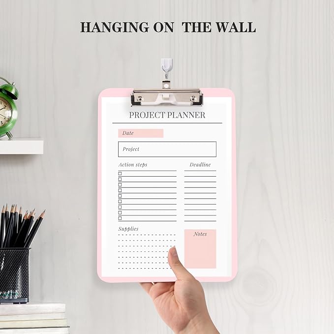TFDLCG zm 2 Pack Pink A4 Clipboard with Pen Holder,Standard Letter Size,Heavy Duty Clip Boards 8.5x11,Cute Clipboards for Women Kids Students,Nurses, School Office Home Supplies