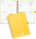 POPRUN Academic Planner 2025-2026 (July 2025-June 2026), Daily Weekly and Monthly Appointment Book (Wirebound Hard Cover - 6.25'' x 8.5'') with Hourly Time Slots, Tabs, 100 GSM - Light Yellow