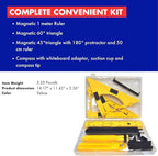 Helix - Magnetic Classroom Whiteboard Geometry 4 Piece Set - Compass - 2 Triangles - Ruler - Protractor