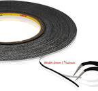Kaisiking 2mm LCD Repair Tape for Phone Screen, Adhesive Tape with 1 Tweezers for Cell Phone, iPad, Tablets, Laptops, Camera