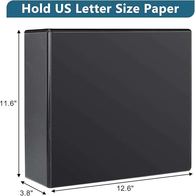 CIXILDTS 3" 3 Ring Binder, Standard 3-Inch Slant-D Ring Binder Fit Letter Size Paper, Presentation View Binders, 2 Packs, Black