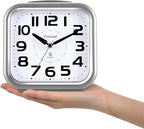 Tinload 5.5" Large Analog Alarm Clock Silent Non Ticking, Gentle Wake, Beep Sounds, Increasing Volume, Battery Operated Snooze and Manual Light, Easy Set
