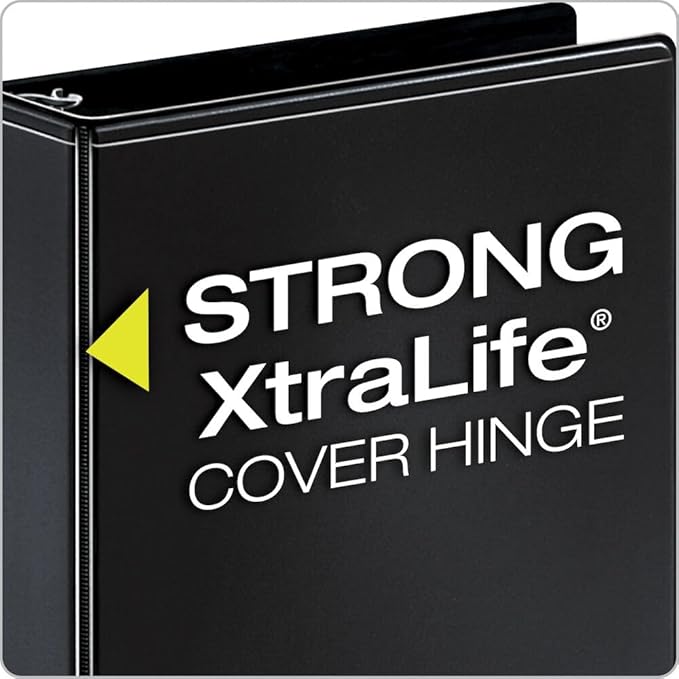 Cardinal Performer 3-Ring Binders, 2", Non-Locking Slant-D Rings, 540-Sheet Capacity, ClearVue Presentation, Non-stick, PVC-Free, Black, 4-Pack (27501)