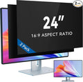 IPROKKO [2-Pack] 24 Inch Computer Privacy Screen Filter for 16:9 Widescreen Monitor, Removable 24inch Anti Blue Light Glare Privacy Shield, Anti Spy Security Protector for Hp Dell Asus Acer Samsung