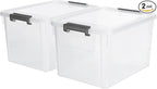 Citylife 32 QT Plastic Storage Bins with Latching Lids Stackable Storage Containers for Organizing Large Clear Storage Box for Garage, Closet, Classroom, Kitchen, 2 Packs
