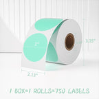 MFLABEL 2" 750 Labels Green Circle Direct Thermal Stickers Labels Roll Compatible with Zebra, Rollo, MUNBYN, Self-Adhesive Round Direct Thermal Labels