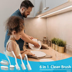 CN1ST 6 PCS Cleaning Brush, Scrub Brush Set for Kitchen and Bathroom Household Use with Various Brushes for Cleaning Dishes, Tiles, Corners and Floors Sky Blue