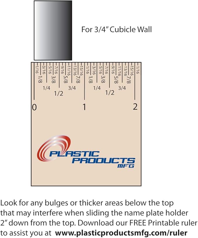 Glass Wall Name Plate Holders - Single Sided 8-1/2" Wide x 2" high (25 - PK, 3/4" Cubicle Wall) by Plastic Products Mfg.