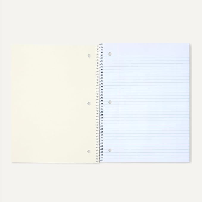 Amazon Basics College-Ruled Spiral Notebook, For Work and School, 70 Sheets, 10.5" x 8", Assorted Pastel Solid Colors, 5-Pack