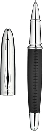 BEILUNER 318 Luxury Leather Pen, Hand-Stitched Premium Leather, Chrome-Plated Finish, Schmidt Ink Refill, Best Rollerball Pen Gift for Men & Women, Refillable, Executive Writing, Nice Pens