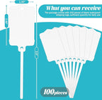 LeonBach 100 PCS Plastic Shipping Tags, 1.46" x 2.48", Waterproof Labels Writable Hanging Tag with Sealing Strap, Shipping Cable Tie Label Tags for Keys Luggage Logistic Inventory Retail (White)