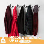 CBWLWJ 10 Pack Coat Hooks Wall Hooks for Hanging, Heavy Duty Double Prong Metal Hook Wall Mounted for Living Room, Bathroom, Kitchen, Bedroom for Coat, Bag, Scarf, Towel, Hat, Key, Cup (Black)
