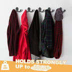 25 Pack Coat Hooks Wall Hooks for Hanging, Heavy Duty Double Prong Metal Hook Wall Mounted for Living Room, Bathroom, Kitchen, Bedroom for Coat, Bag, Scarf, Towel, Hat, Key, Cup (Black)