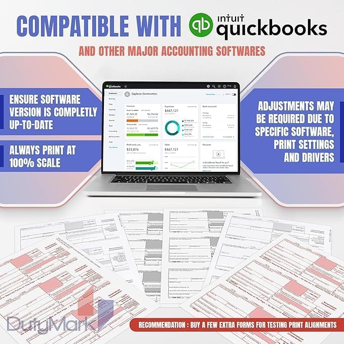 W2 Forms 2025 with Envelopes, Blank W2 4 Up Tax Forms 2025, 50 Employees kit, with Instructions in Back, Compatible with QuickBooks and Accounting Software, Idea for E-Filing, 50 Self Seal Envelopes