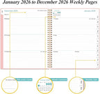 2026 Planner - Planner 2026 from January 2026 to December 2026 with 12 Monthly Tabs, Flexible Cover, Inner Pocket, 8.5" x 11", Pink-A