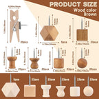 270 Pcs Wood Push Pins, 2 Colors and 7 Types Decorative Thumb Tacks Wooden Head Pin Marking Pin, Wood Thumb Tacks Decorative for Bulletin Boards Craft Projects with Storage Box