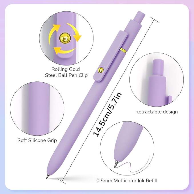 UIXJODO Colored Pens, 6 Pcs Colorful Pens Fine Point Smooth Writing Pen, 0.5mm Colored Ink Gel Pen for Journaling Note Taking Planner, School Supplies Gifts for Nurse Teacher (6 Pcs Gold Vibrant)